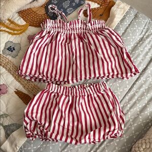 Ralph Lauren Red and White Striped Diaper Cover Set